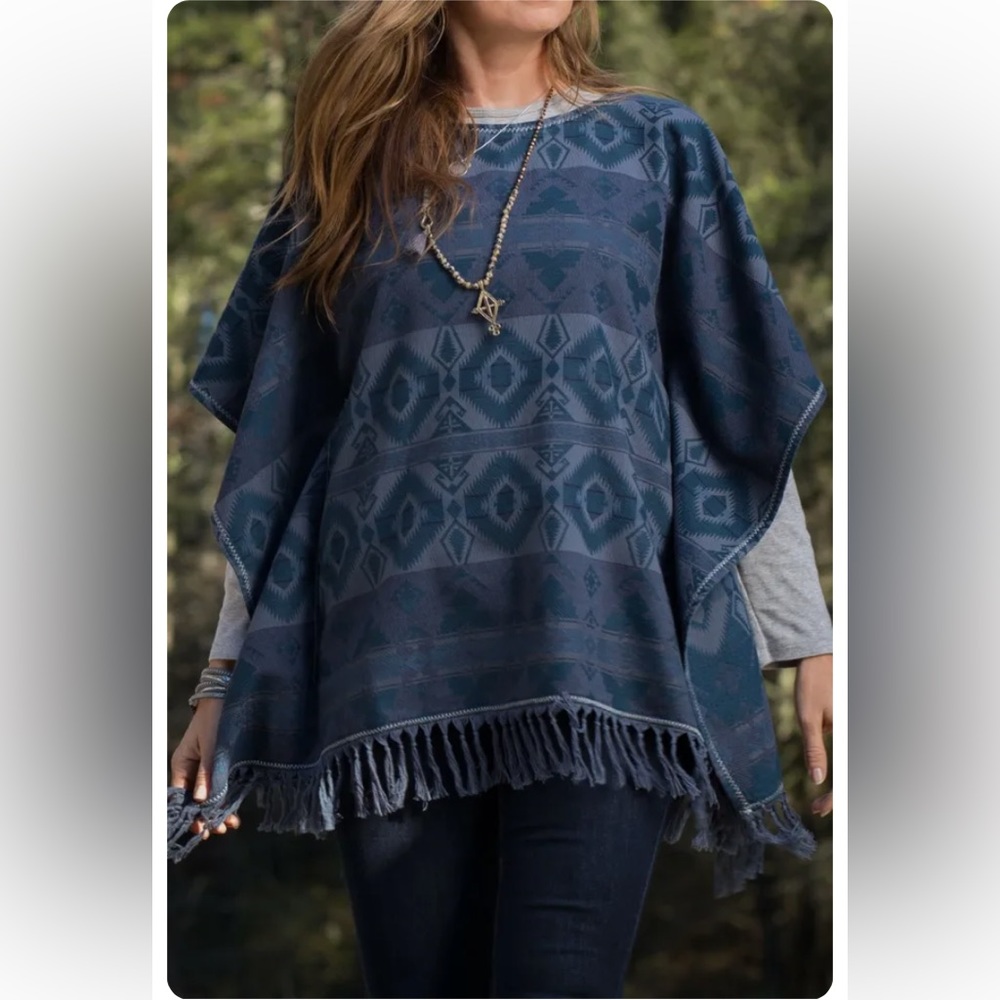 Ryan Michael Western Blanket Jacquard Poncho - Women's S/M EUC